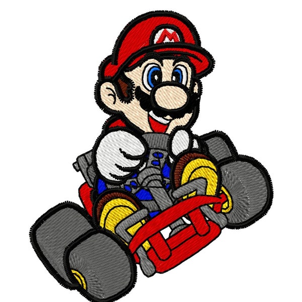 SUPER MARIO KARTING- Single Machine Embroidery Design for 4x4" hoop in 8 formats **Read Description**