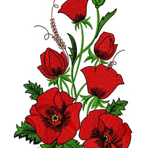 POPPIES TOO - Single Machine Embroidery Design for 6x10" hoop in 7 formats **Read Description**