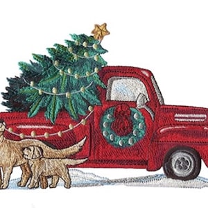 CHRISTMAS TRUCK - Single Machine Embroidery Design for 5x7" hoop (Digital Download)