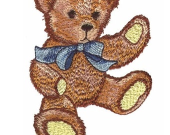 TEDDY WITH BOW - Single Machine Embroidery Design for 4x4" hoop in 8 formats **Read Description**