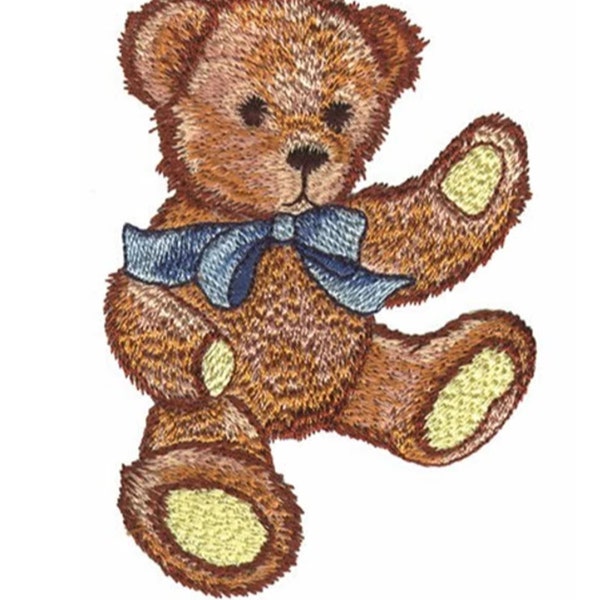 Nounours avec noeud - un seul motif de broderie Machine pour cerceau de 4 x 4" dans 8 formats **Lire la description**