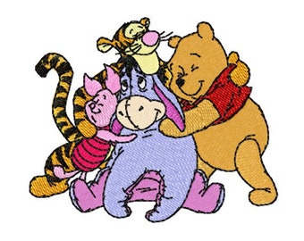 OSO POOH Y SUS AMIGOS - Diseño de bordado a máquina para bastidor de 4x4 (Descarga digital)