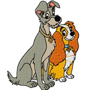 LADY & TRAMP TOO - Single Machine Embroidery Design for 4x4" hoop in 8 formats **Read Description**