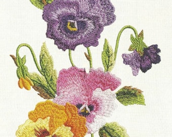 Flower violet digital embroidery pattern Viola tricolor Garden pansy design Pansy machine embroidery design