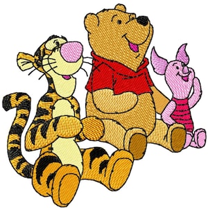 POOH, TIGGER & PIGLET - Single Machine Embroidery Design for 4x4" hoop in 8 formats **Read Description**