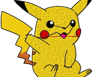 PIKACHU - Single Machine Embroidery Design for 4x4" hoop (Digital Download)
