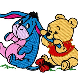 BABY POOH and BABY Eeyore - Single Machine Embroidery Design for 4x4" hoop in 8 formats **Read Description**