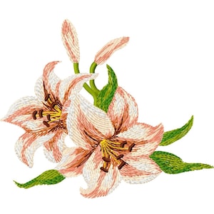 LILIES - Single Machine Embroidery Design for 6x10&quot; in 7 formats **Read Description**