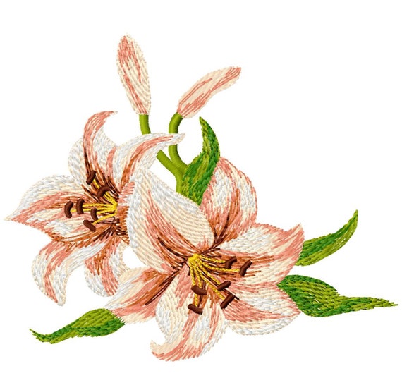LILIES Single Machine Embroidery Design for 6x10 in 7 Formats read