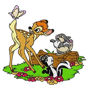 BAMBI & FRIENDS - Single Machine Embroidery Design for 5x7" hoop in 8 formats **Read Description**