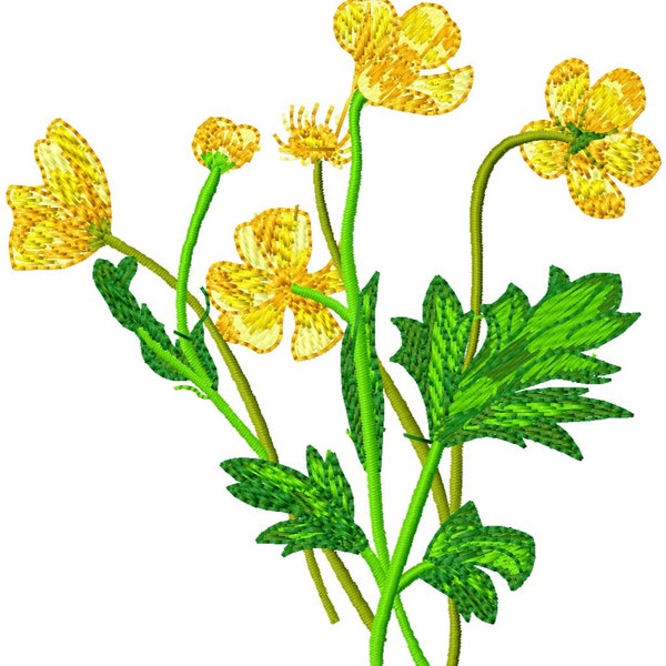 BUTTERCUPS - Single Machine Embroidery Design for 4x4" hoop in 8 formats **Read Description**