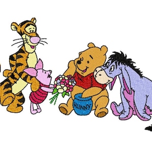 POOH & FRIENDS - Single Machine Embroidery Design for 5x7" hoop in 8 formats **Read Description**