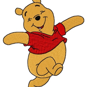 HAPPY POOH - Single Machine Embroidery Design for 4x4" hoop in 8 formats **Read Description**