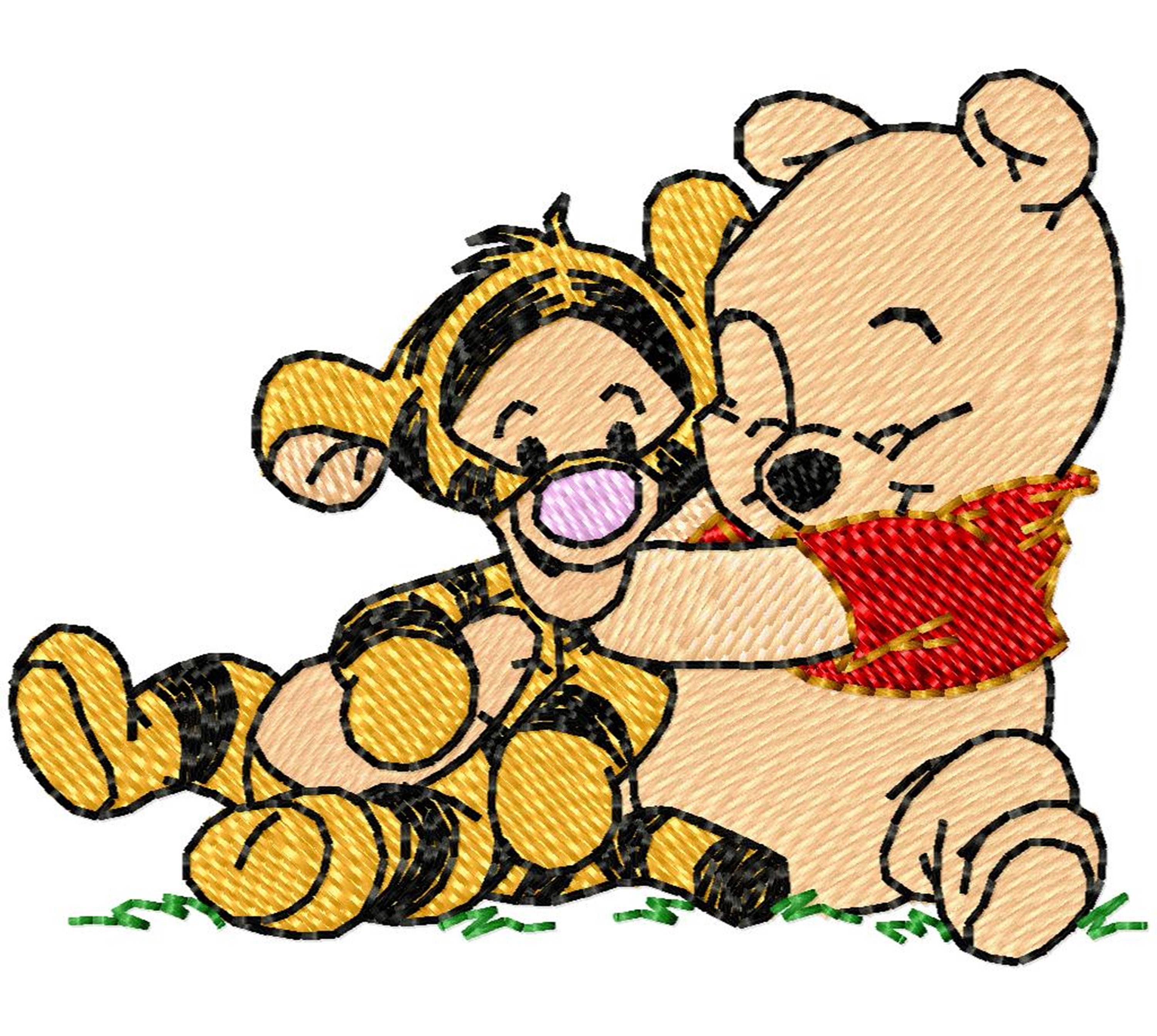  Winnie The Pooh Series Baby Pooh Hugging Baby Tiger Figure  Embroidered Patch Decorative Applique