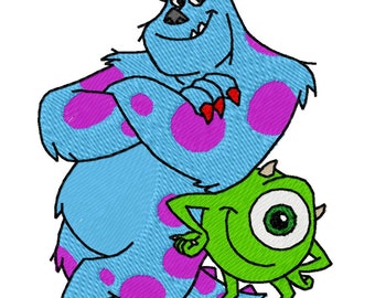 SULLY & MIKE - Single Machine Embroidery Design for 4x4&quot; hoop in 8 formats **Read Description**