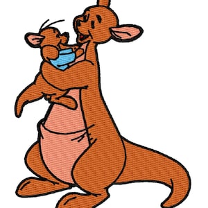 KANGA & ROO TOO - Single Machine Embroidery Design for 4x4" hoop in 8 formats **Read Description**