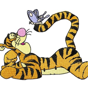 TIGGER & BUTTERFLY - Single Machine Embroidery Design for 4x4" hoop in 8 formats **Read Description**