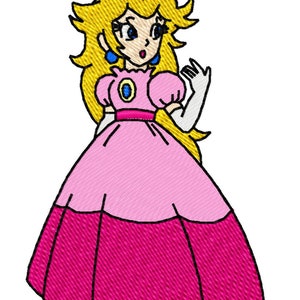 PRINCESS PEACH (Super Mario) - Single Machine Embroidery Design for 4x4" hoop in 8 formats **Read Description**