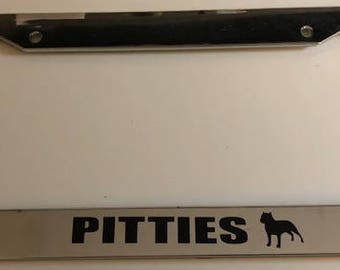 Pitbull Mom I Love My Rescue Dog Black Plastic License Plate Frame
