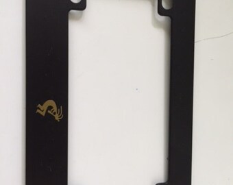 Hawaiian " KoKoPelli Dancer "  - Black with Gold Motorcycle / Scooter License Plate Frame - hawaii
