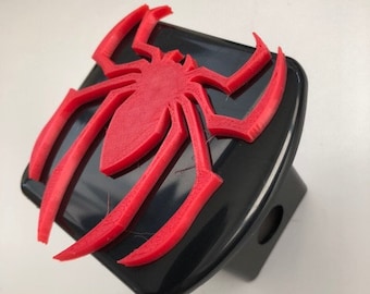 Spider in 3D - 2 inch Trailer Hitch Cover Black with RED-  Super Hero Style