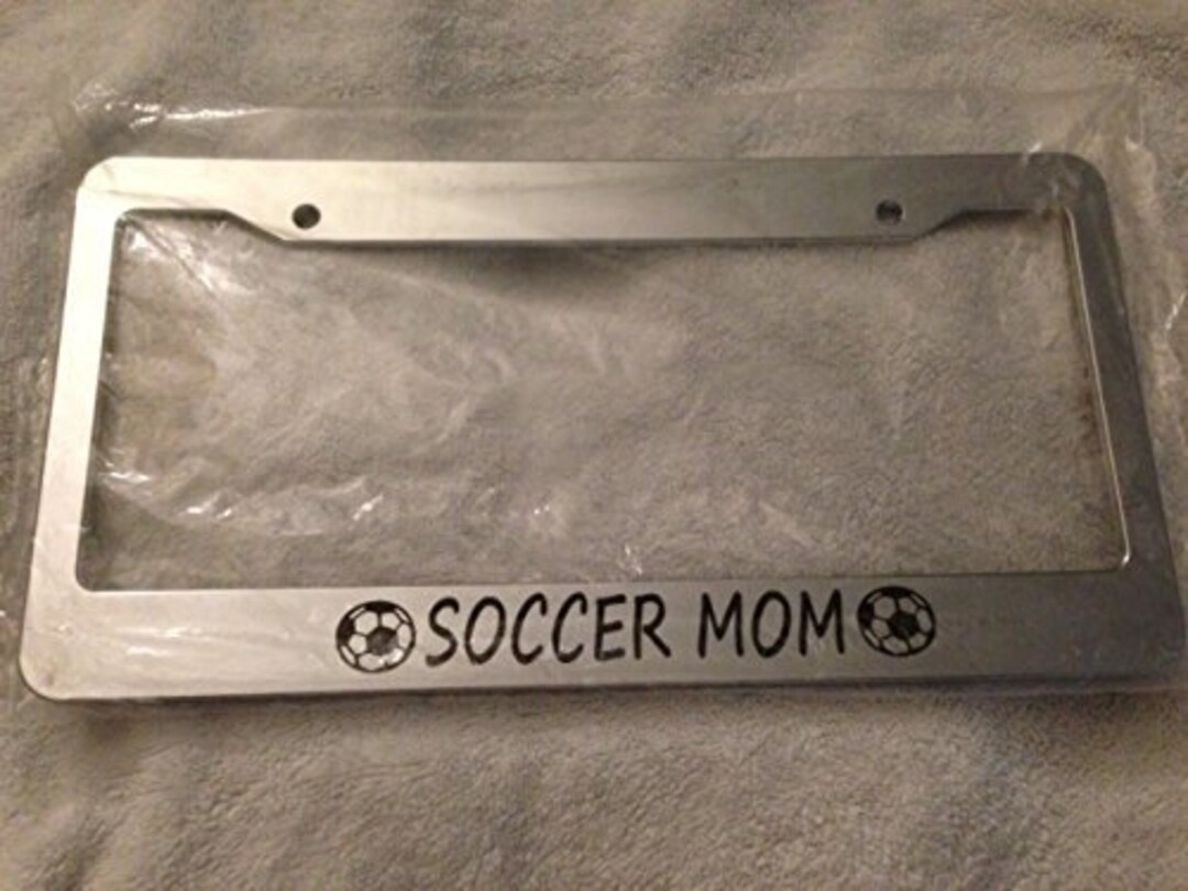 Chrome Metal License Plate Frame – Soccer Mom Car Accessory | Fits US & Canada