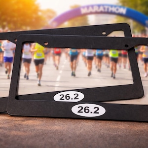 26.2 Full Marathon Oval Style Jogger Runner Very Cute - Black Automobile License Plate Frame - Quantity 2
