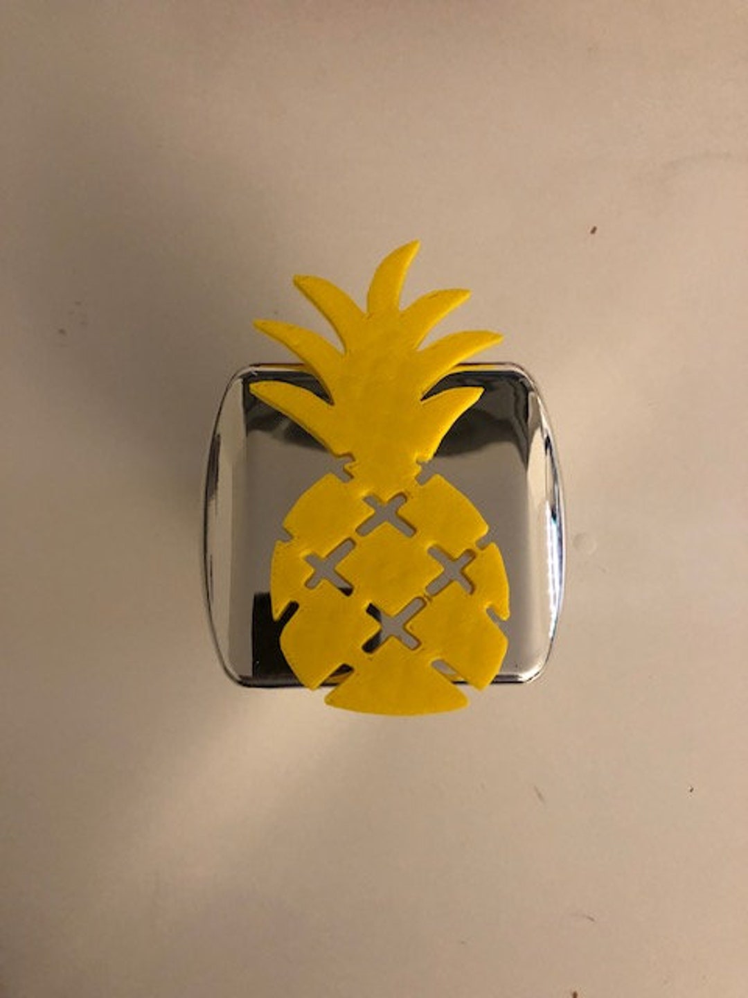 Pineapple in 3D 2 Inch Trailer Hitch Cover Chrome With YELLOW Cute Hole