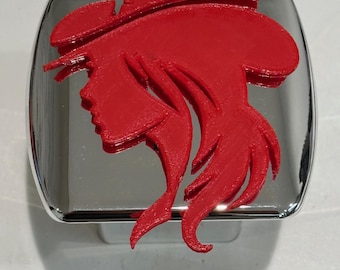 Cowgirl with Hat in 3D chrome with Various Colors - 2 inch Trailer Hitch Cover  Love Western Yeehaw Cowboy Boots Yeehaw