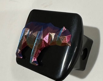 Cyber Bear in 3D - 2 inch Trailer Hitch Cover Black with Zinc Color  - Cool Design Love Hunting