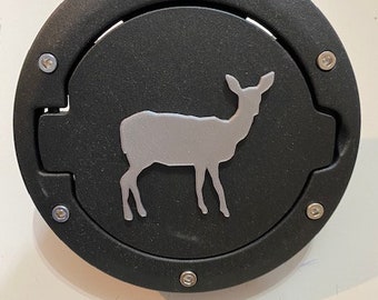 Bambi Deer in 3D - Black with Grey for Jeep Wrangler JK/JKU flag Gas Cap Cover - Love is in the Air