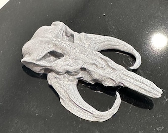 Cráneo mandaloriano realista en 3D - Negro con inserto de matrícula gris - Me encantan los esqueletos de las bestias Mudhorn