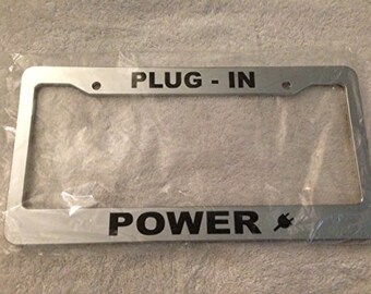Plug in Power - Chrome Automotive License Plate Frame - Electric Car