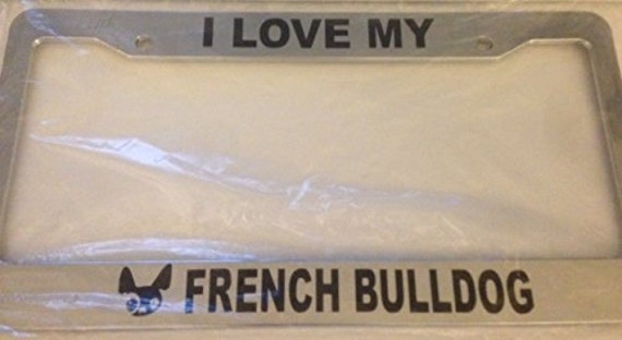 I Heart My French Bulldog Dog Chrome License Plate Frame