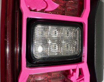 Versión de palmera en 3D - Rosa para cubiertas de luces traseras LED para Jeep Gladiator (2020-2026) Flor de hibisco hawaiana Hula hawaiana