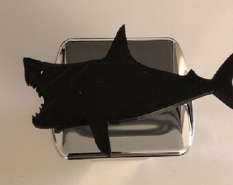 Shark in 3D - 2 inch Trailer Hitch Cover Chrome with Black  -  Gone Fishing Hawaii No Sharks