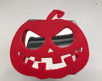 Jack o Lantern Pumpkin in 3D - 2 inch Trailer Hitch Cover Chrome with Orange - Halloween Style  jackolantern scary