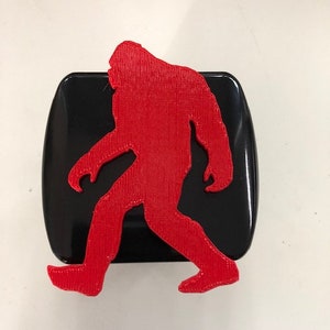 Bigfoot  in 3D - 2 inch Trailer Hitch Cover Black with RED -   Sasquatch Big Foot