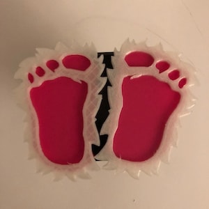 BigFoot Sasquatch Hairy Foot Feet in 3D - Pink Feet with Glow in Dark Hair -  Glow in the Dark 2 inch Trailer Hitch Cover -  Love urban myth