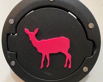 Bambi Deer in 3D - Black with Pink for Jeep Wrangler JK/JKU flag Gas Cap Cover - Love is in the Air