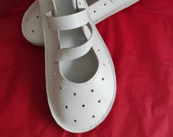 Damskie ręcznie robione skórzane baletki barefoot, szeroki nosek, minimalistyczne płaskie buty