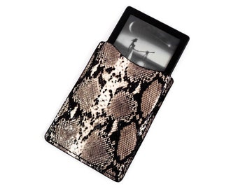 Etui Kindle en cuir peau de serpent : étui de lecture fait main