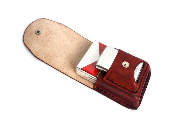 Leather Cigarette Case With Zippo Case, Cigarette Holder