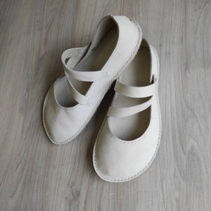 White leather women barefoot shoes, Custom size Barefoot flats, Ballet shoes, Women Wide toe box shoes, Minimalist shoes for bride image 1