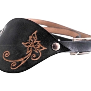 Parche de cuero para el ojo: disfraz de pirata, máscara steampunk, diseño floral hecho a mano