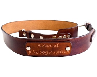 Custom Leather Camera Strap, Personalized DSLR SLR Strap