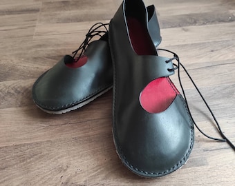 Ręcznie robione damskie buty barefoot, buty na zamówienie, szerokie balerinki damskie ziro, szerokie buty damskie z noskiem, minimalistyczne buty