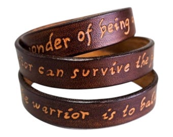 Personalized Leather Signature Bracelet: Custom Handwriting Triple Wrap