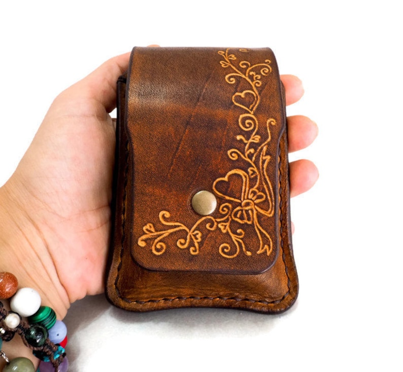 Leather Cigarette Case With Zippo Case Cigarette Holder Etsy