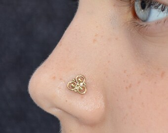 NOSE RING STUD / Gold nose stud, cartilage stud, helix earring stud, tragus earring, rook piercing, nose piercing 20 gauge